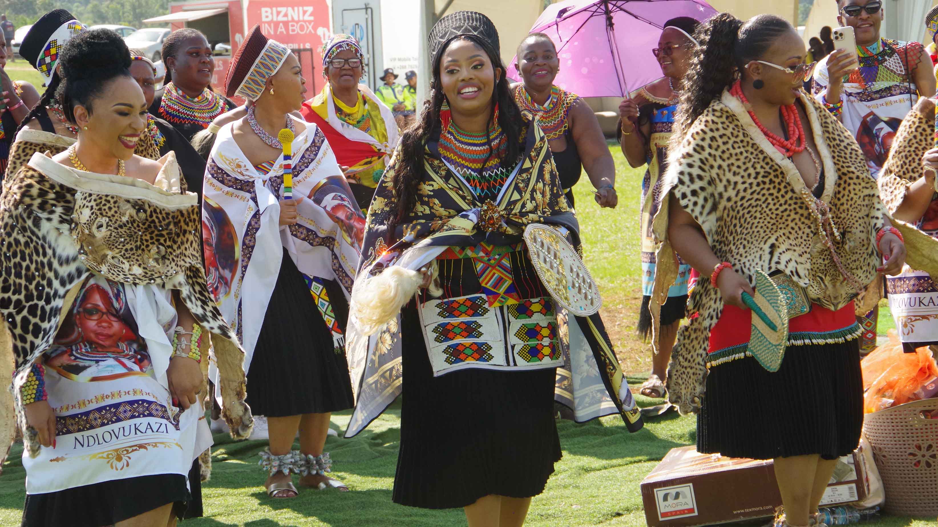 The bride, Precious Vilakati and her regiment dancing towards her husband during her formal introduction.